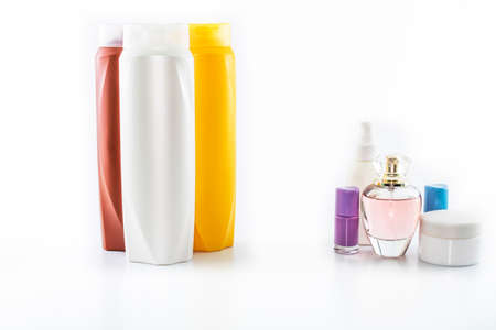 Personal care products. Background in white color close-up. It was taken in the studio.の写真素材