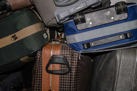 Suitcases stacked on top of each other.の写真素材