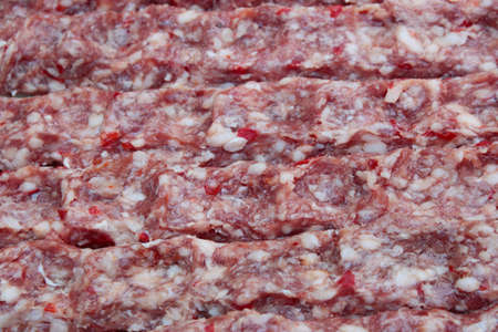 Fat spicy pink beef. Close-up.の写真素材