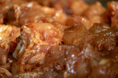 Close up of spicy chicken meatの写真素材