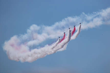 Istanbul, Turkey - September-22,2019: Turk star f5 demonstrated their acrobatics show team.のeditorial素材