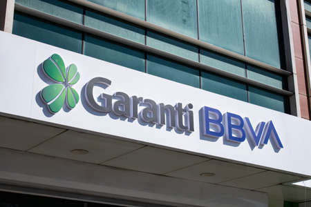 Istanbul, Turkey - November-10.2019 : Headquarters building of Garanti BBVA Bank in Levent,...