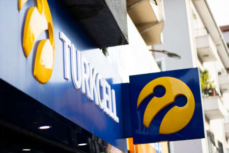 ISTANBUL, TURKEY -November-11, 2019: TURKCELL sign Turkcell is a Turkish mobile phone operator that has moren than 34 million subscribersのeditorial素材
