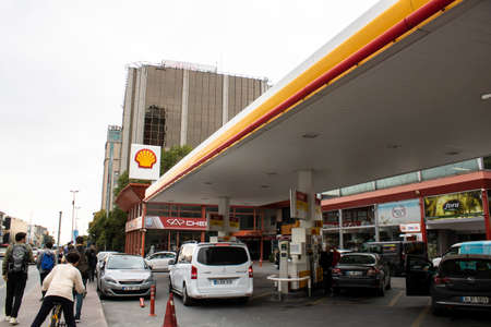 Istanbul, Turkey - November-11, 2019: Sign indicating gasoline prices in Turkey.のeditorial素材