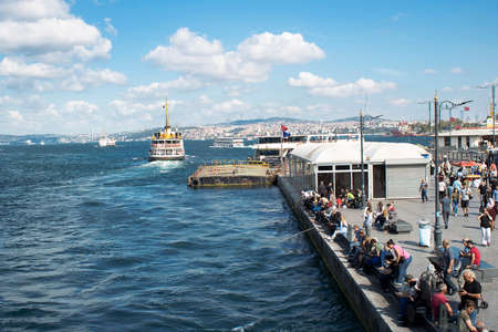 Istanbul, Turkey - September-11..2019: City landscape and steamboat.のeditorial素材