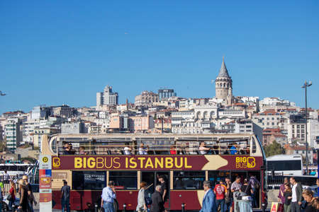 Istanbul, Turkey - September-28.2019: Buses for sightseeing in Istanbul. It belongs to the...
