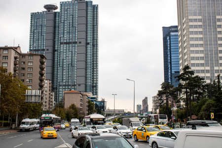 Istanbul, Turkey - November-10.2019: Levent District in istanbul. A bustling district of business centers. It's where the big skyscrapers are.の写真素材