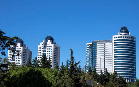 Levent District in istanbul. A bustling district of business centers. It's where the big skyscrapers are.の写真素材