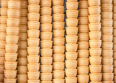 Empty ice cream cone. Photo was taken closely. Crispy and fresh.の写真素材