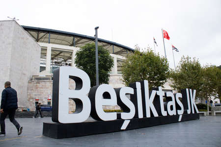 Besiktas sports club belongs to the great Inonu stadium. Sport club icon black eagle. It was founded in 1903.のeditorial素材