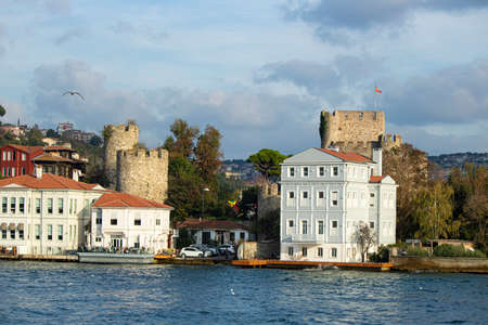 Kiosks in the Bosphorus. Photographed from the ship in the Bosphorus. On a sunny day.の写真素材