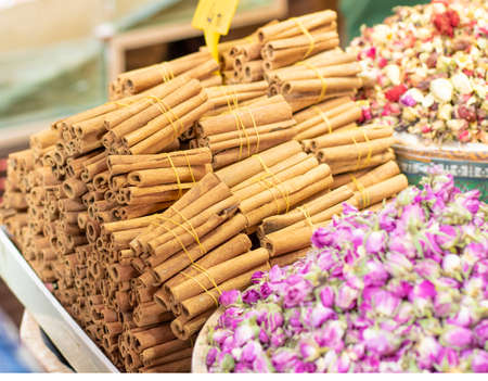 Cinnamon sticks and many kinds of tea found in one of the many stalls of the Grand Bazaar.