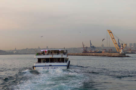 Istanbul, Turkey - November-07.2019: Small passenger ferries on the sea. Photographed in the afternoon and outdoors.のeditorial素材