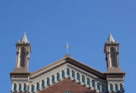 Istanbul, Turkey - October-27.2019: Sent Antuan basilica front photo. Part of the roof.