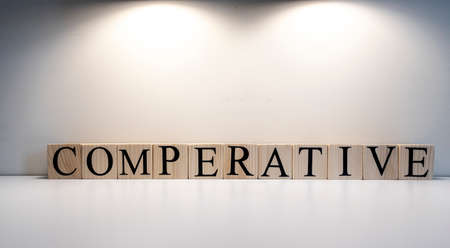 The word of comperative on building wooden blocks conceptの写真素材