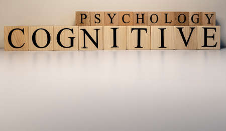 Cognitive psychology text from wooden cubes. The term psychology profession. Close up.の写真素材