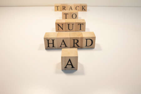 A hard nut to track statement. Success and competitors business concept. It is written in a white background with a wooden cube.の写真素材