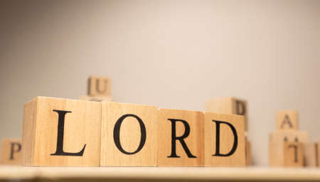 The word lord is from wooden cubes. Economy state government terms. Background made of wooden...