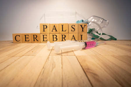 The word cerebral palsy was crafted from wooden cubes. Health conceptの写真素材