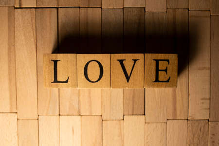 The word love was created from wooden cubes. Life and human.の写真素材