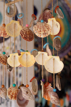 Ornament made of seashells. Decoration and design. close up.の写真素材