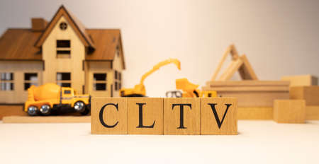 CLTV was created from wooden cubes. Finance and Banking. close-up.の写真素材