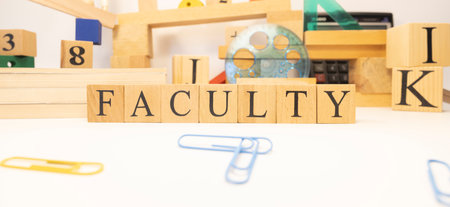 Faculty made from wooden cubes. Education concept. close-up.の写真素材