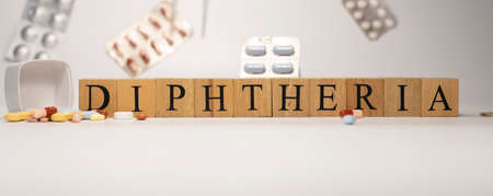 Diphtheria disease. It was created from wooden cubes. Disease and miscellaneousの写真素材