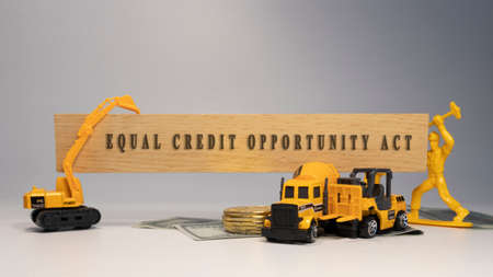 Equal Credit Opportunity Act ECOA is written on wooden surface. economy and businessの写真素材