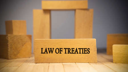 Law of treaties was written on the wooden surface. Law and state system. Concept created from wooden sticks.の写真素材