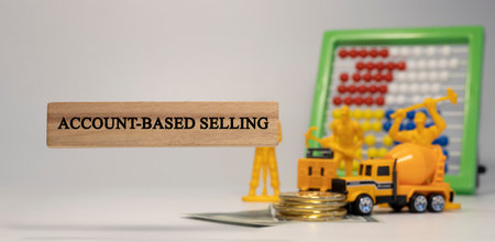 Account based selling written wooden surface Economy markets.の写真素材