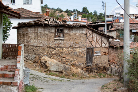 Typical rural landscape and peasant houses in the village. Old houses in the old townの写真素材