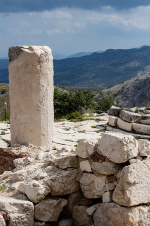 Sagalassos ruin is an archaeological site, Ruins of the ancient city of Sagalassos, historical columns, Turkeyの写真素材