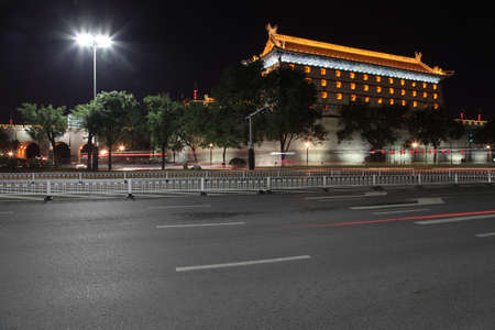 Xi' an ancient building view at nightのeditorial素材
