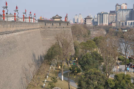 Xi 'an city wall is a famous ancient architectural tourist attraction.のeditorial素材