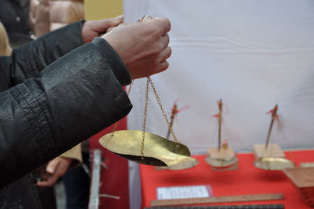 an ancient weighing toolの写真素材