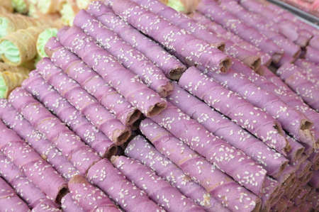 Egg roll, a delicious snack.の写真素材