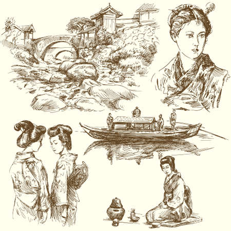 japan - hand drawn collectionのイラスト素材