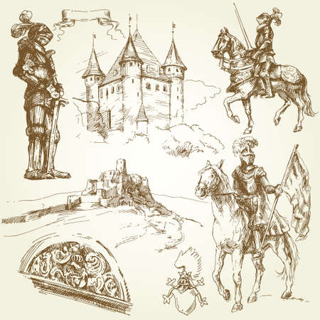 middle age knights のイラスト素材