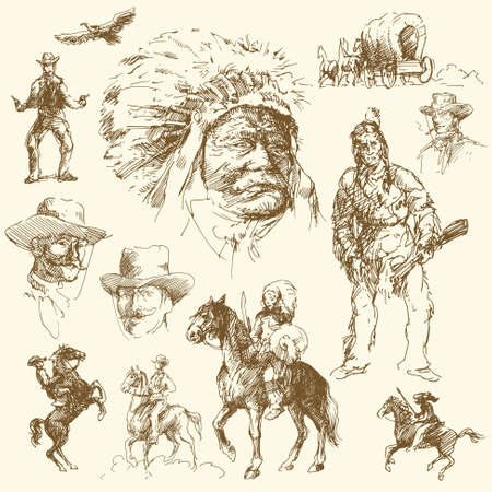 wild west - hand drawn collection のイラスト素材