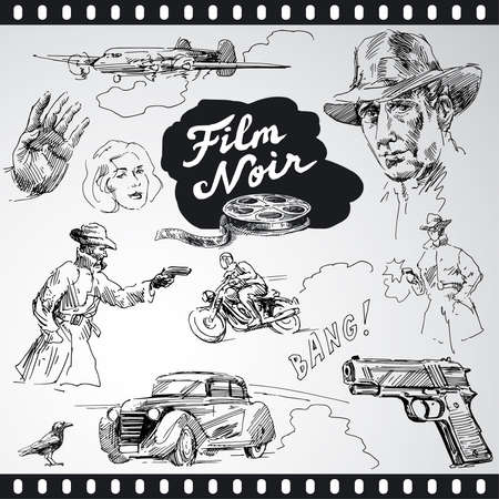 film noir - hand drawn collection のイラスト素材