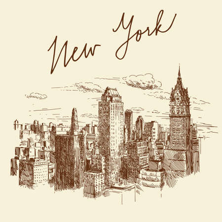 hand drawn new york のイラスト素材
