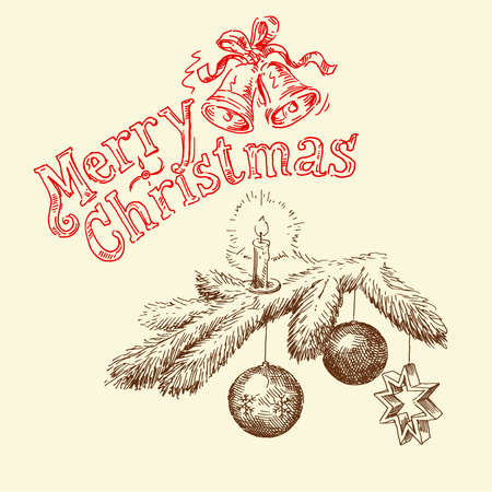 hand drawn christmas card のイラスト素材