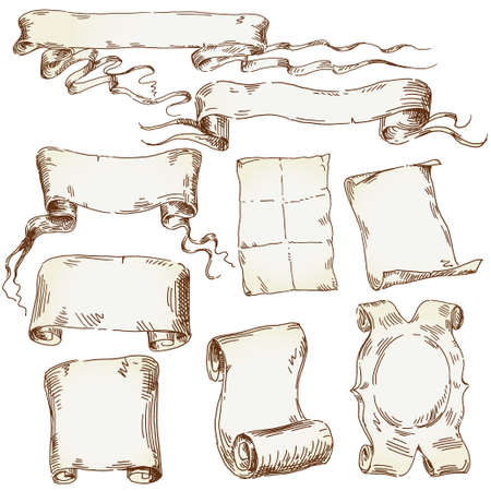 hand drawn old scroll のイラスト素材