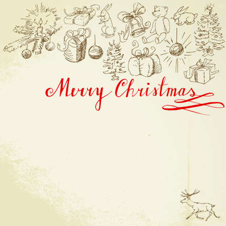 christmas background - hand drawn collectionのイラスト素材