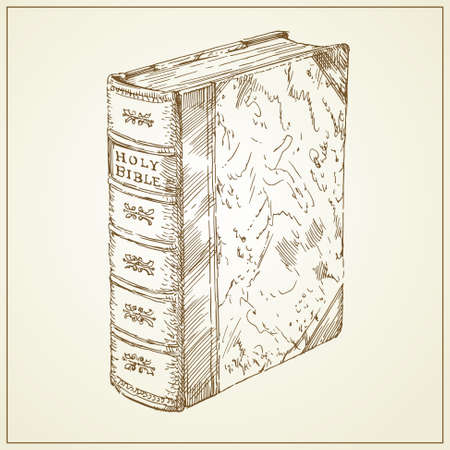 holy bible - rare book - hand drawn illustrationのイラスト素材