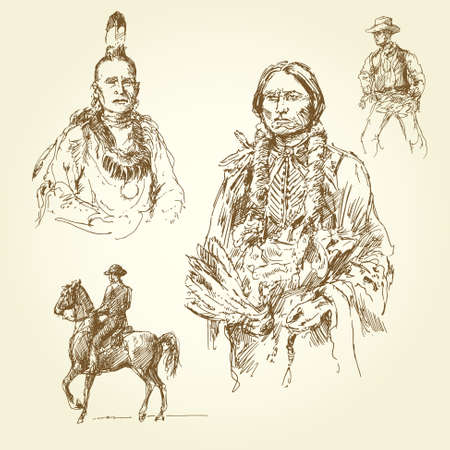 wild west - hand drawn collectionのイラスト素材