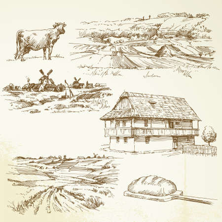 farming, rural landscapeのイラスト素材