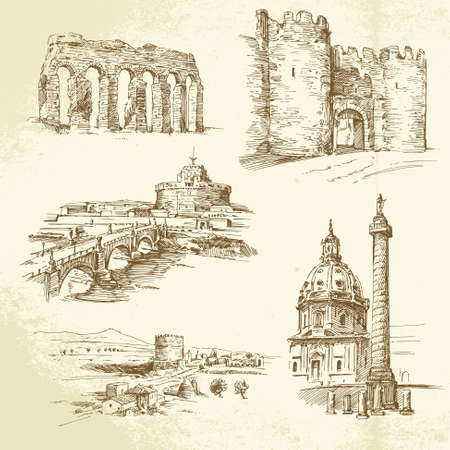Rome - hand drawn setのイラスト素材