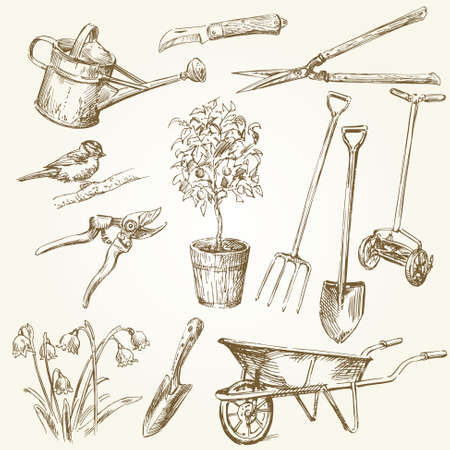 gardening toolsのイラスト素材